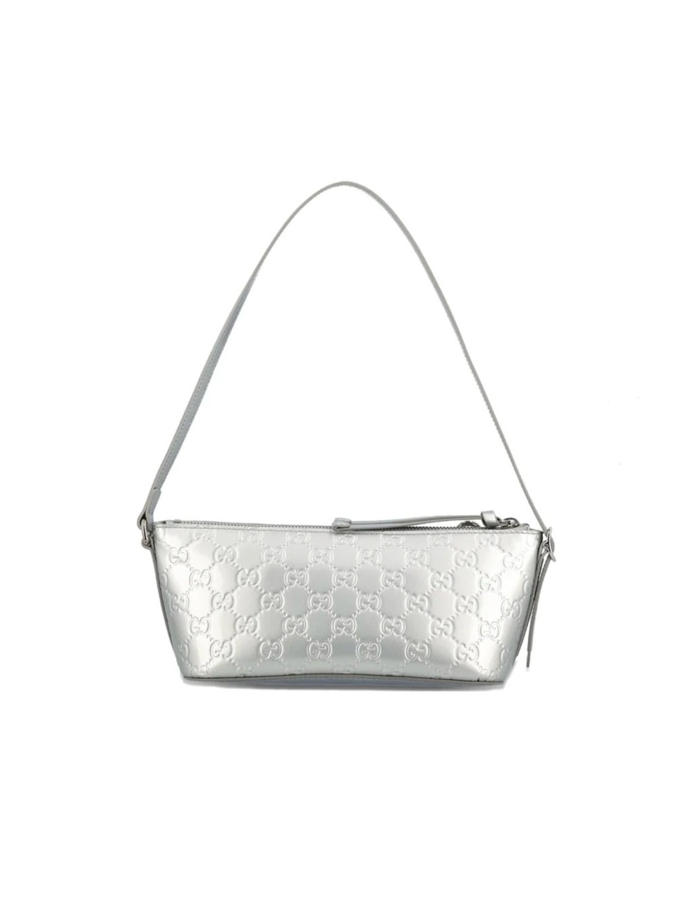 NEW Gucci GG Emblem Small Shoulder Bag in Silver